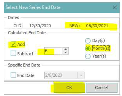 Select New Series End Date
